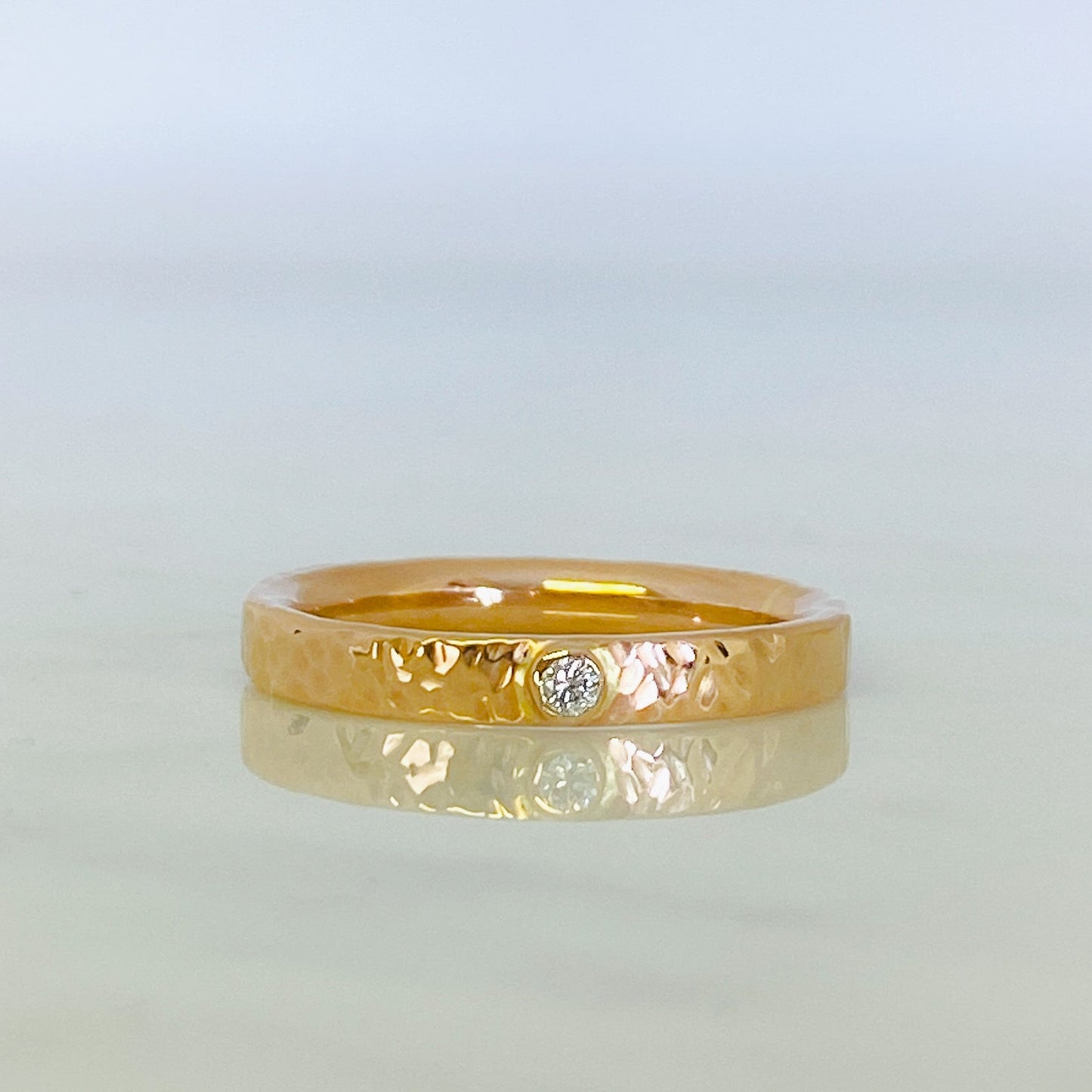 Rose Gold Diamond Dimpled Wedding Ring
