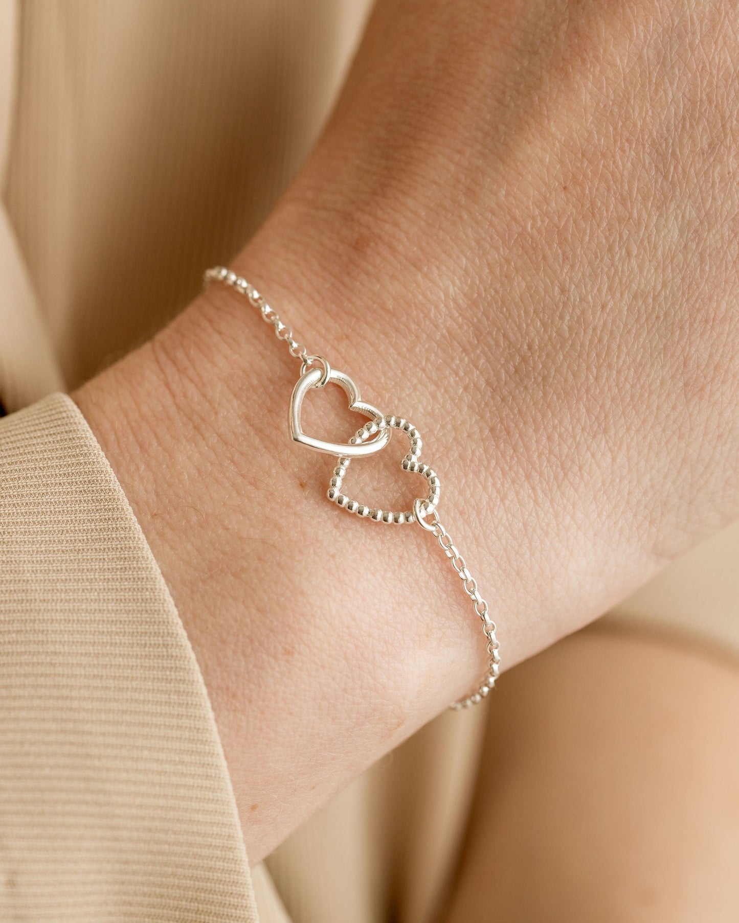 Cariad - Bracelet - Silver - 2 Hearts