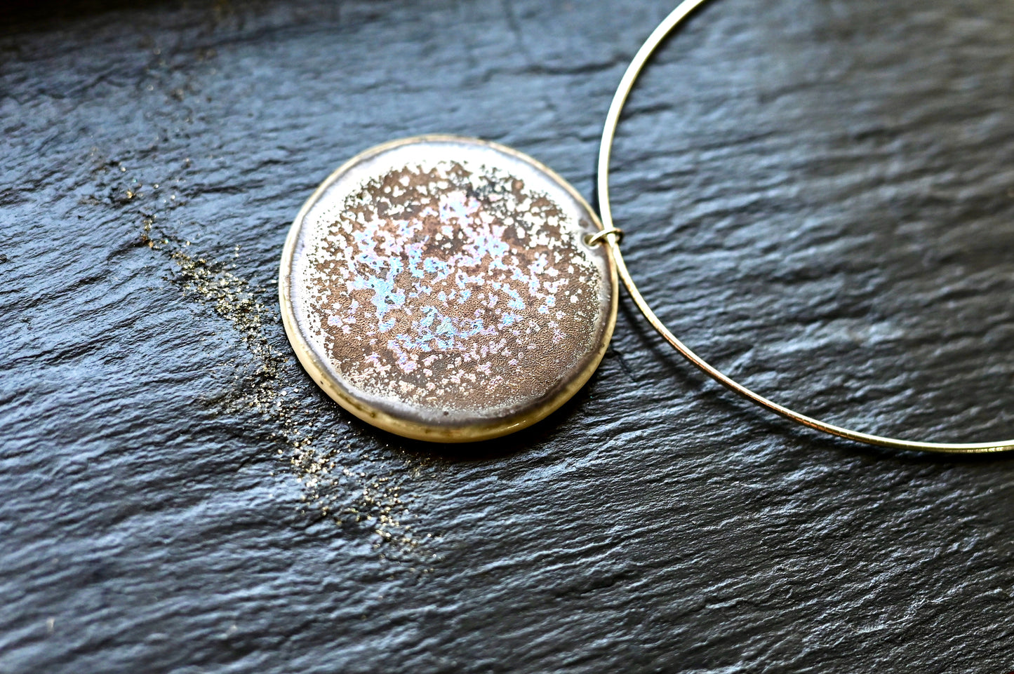 Metallic Large Glaze Disc Necklace