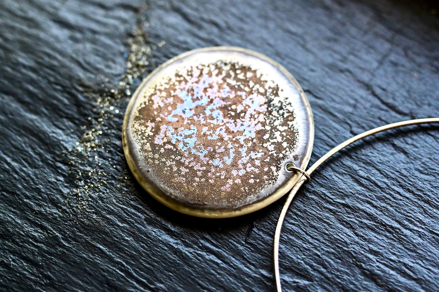 Metallic Large Glaze Disc Necklace
