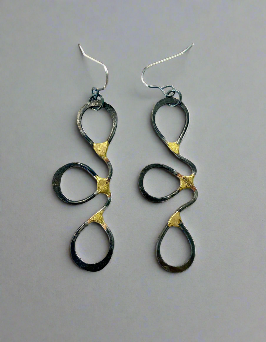 Squiggle Iron Hammered Earrings