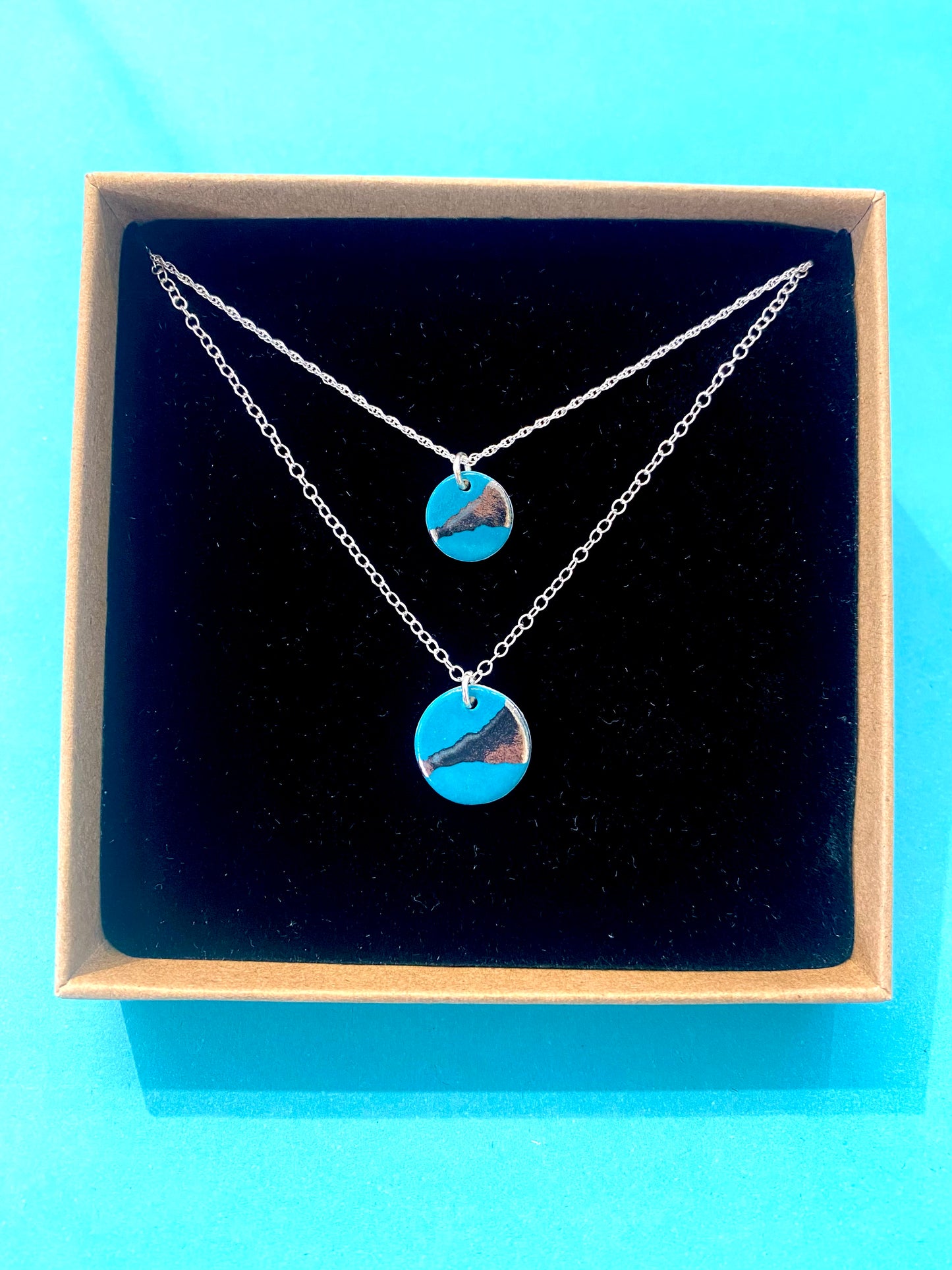 Dainty Disc Necklace with Platinum or Copper Detailing