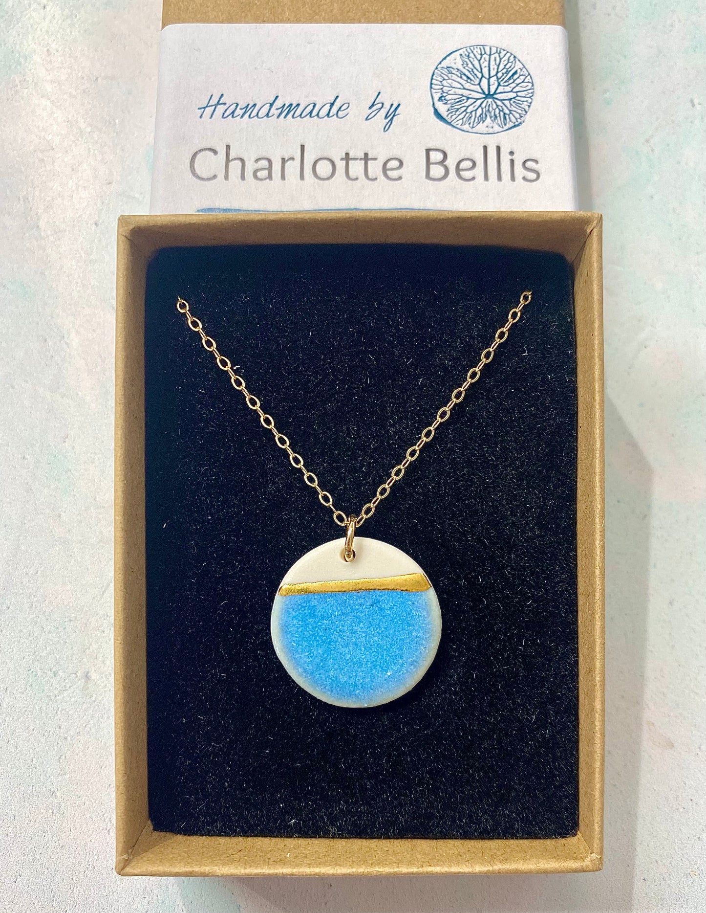 Sea Breeze Disc Necklace with Gold Chain