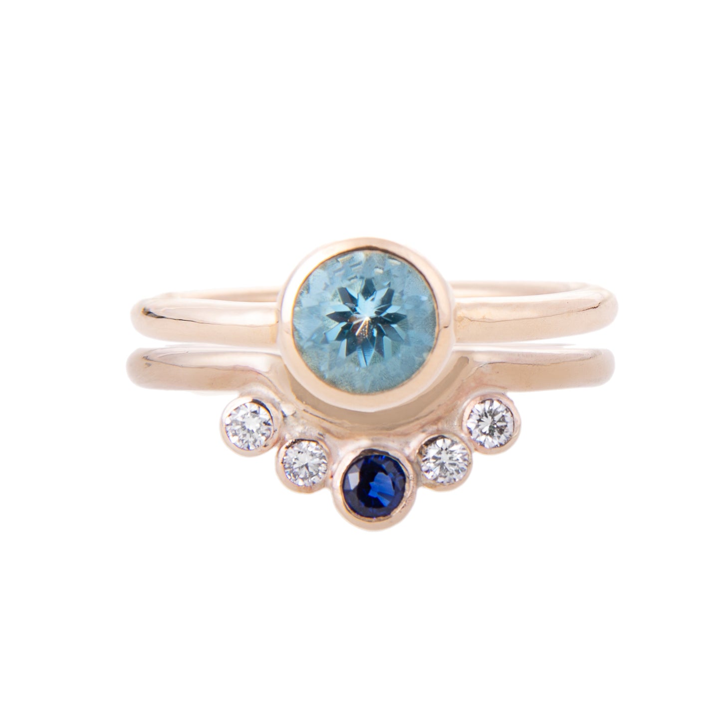 Gold with Aquamarine Nestle Engagement Ring
