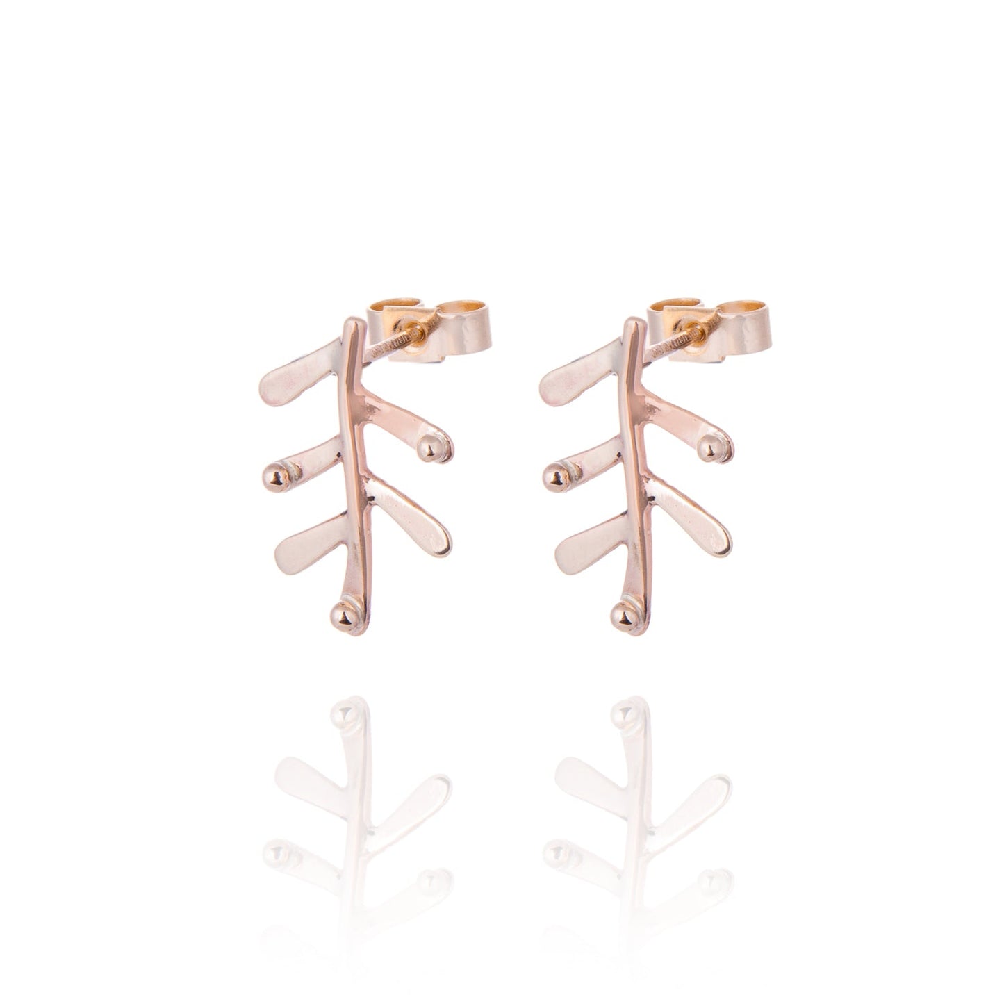 Mini Gold Fern Studs