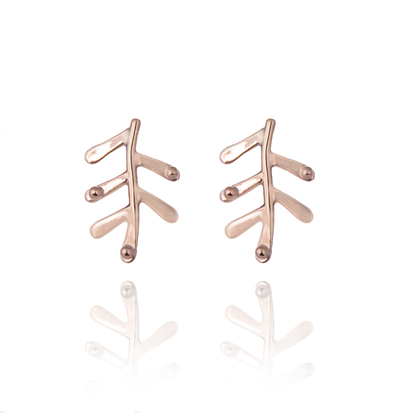 Mini Gold Fern Studs