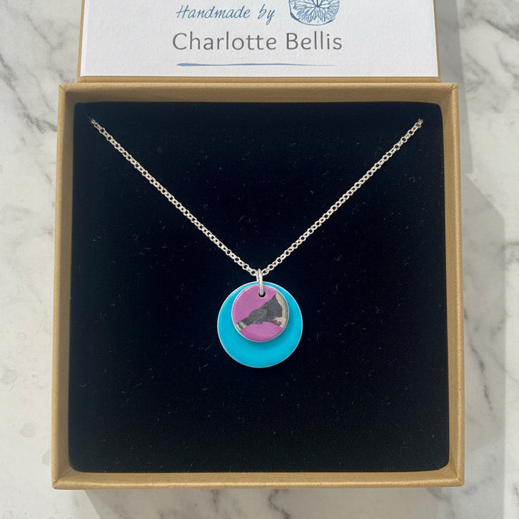 Double Disc Necklace with Platinum Detailing