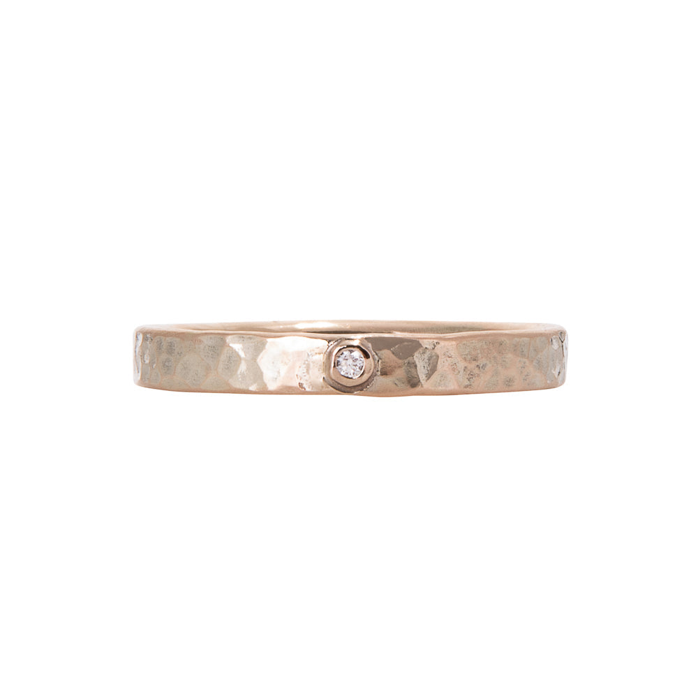 Gold Diamond Dimpled Wedding Ring