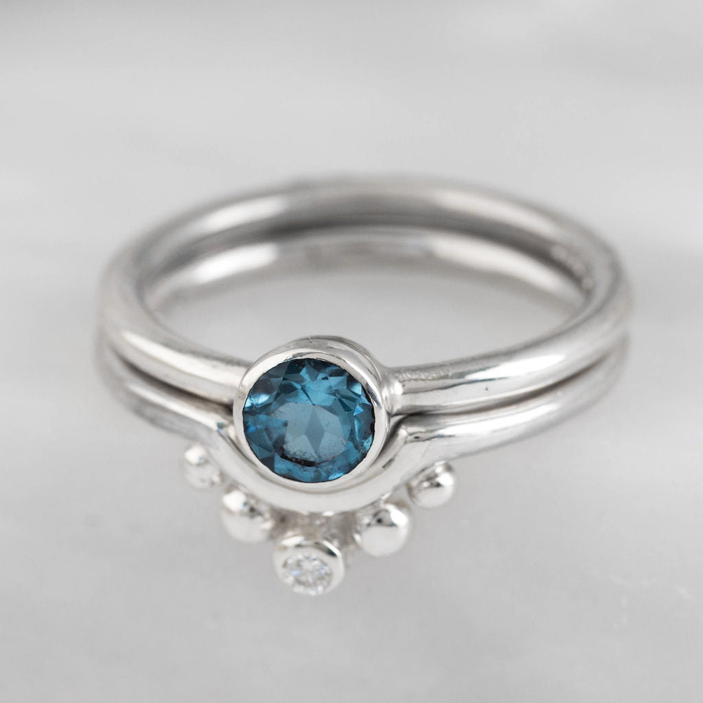 Silver with Swiss Blue Topaz Nestle Ring
