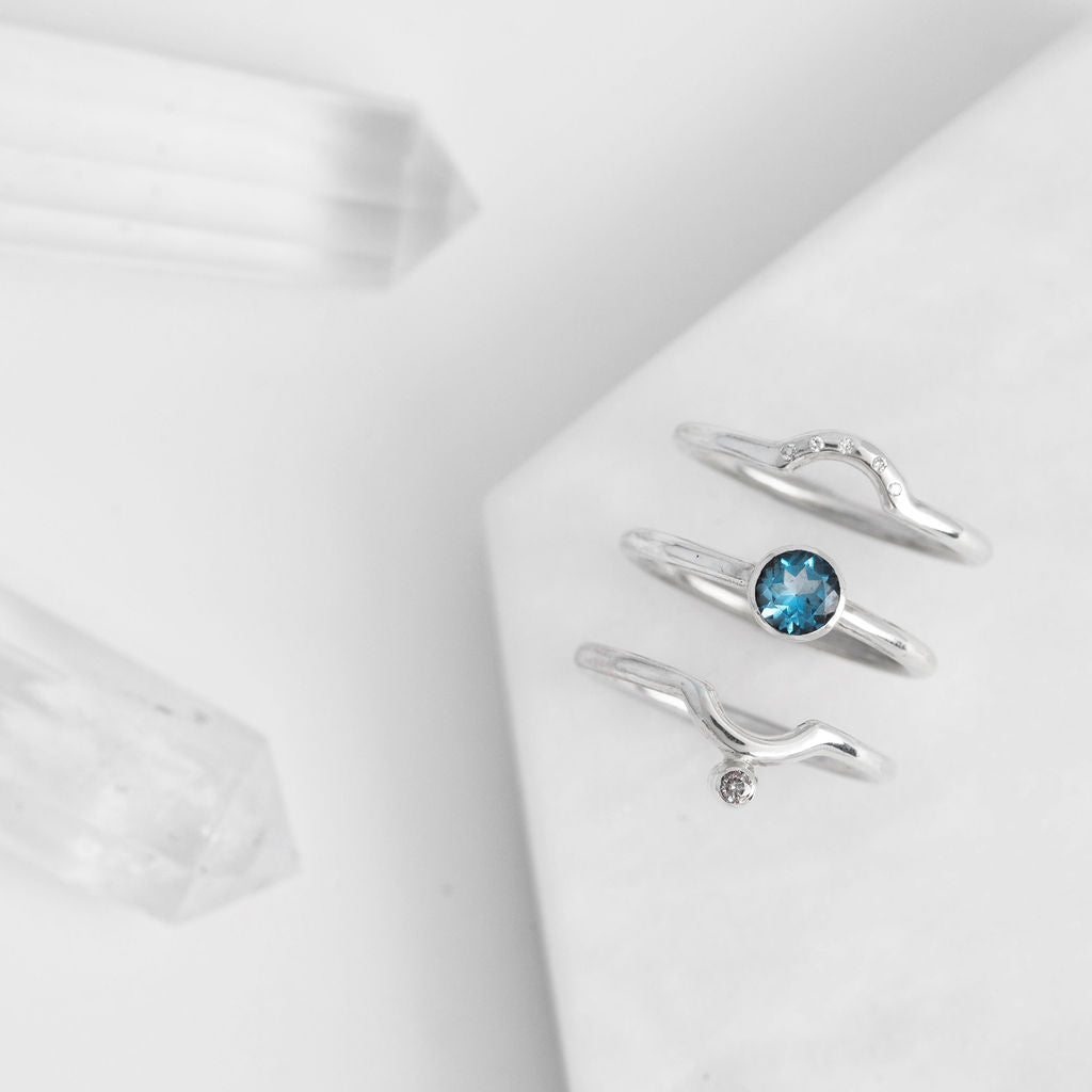 Silver with Diamond Nestling Wedding Ring