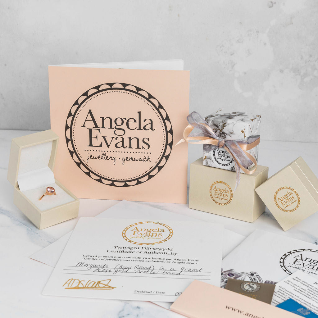 Arian gyda Modrwy Nestle Morganite