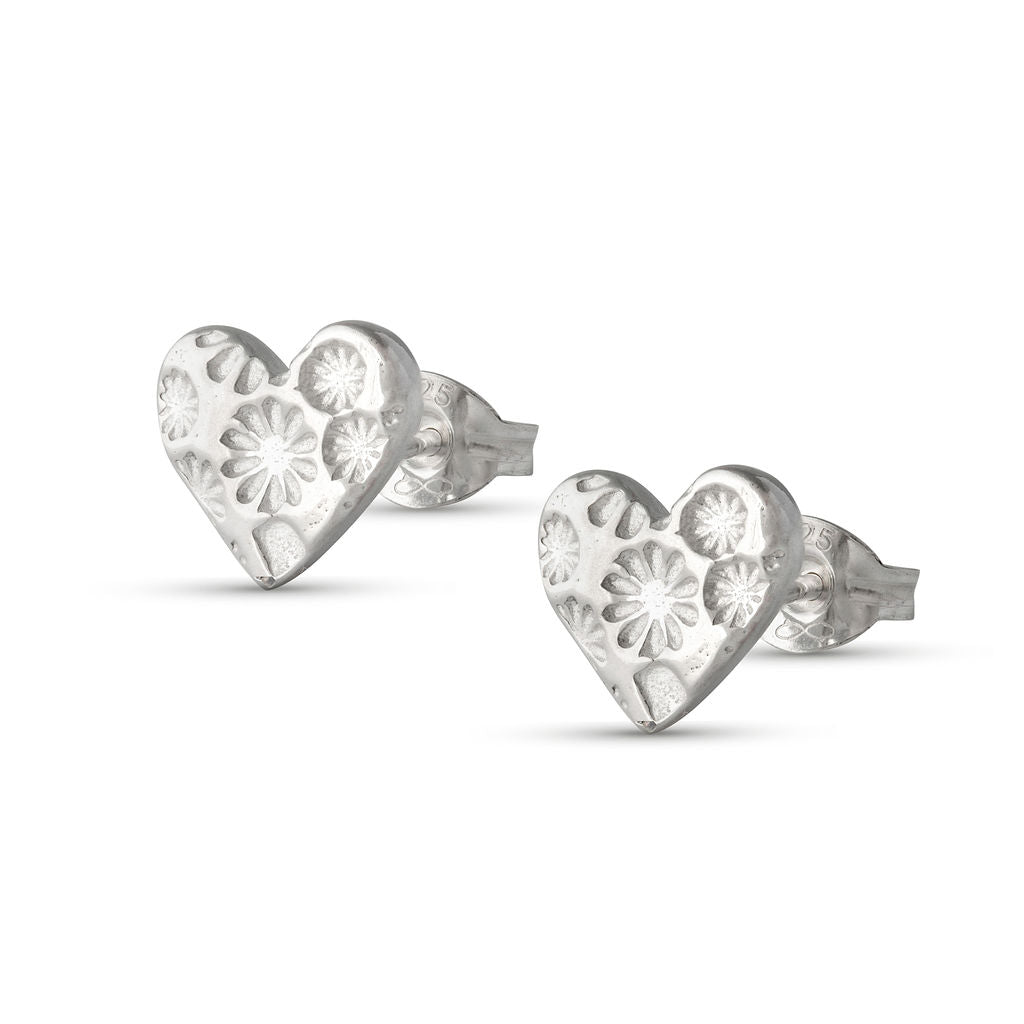 Elin Mair Silver Heart Studs