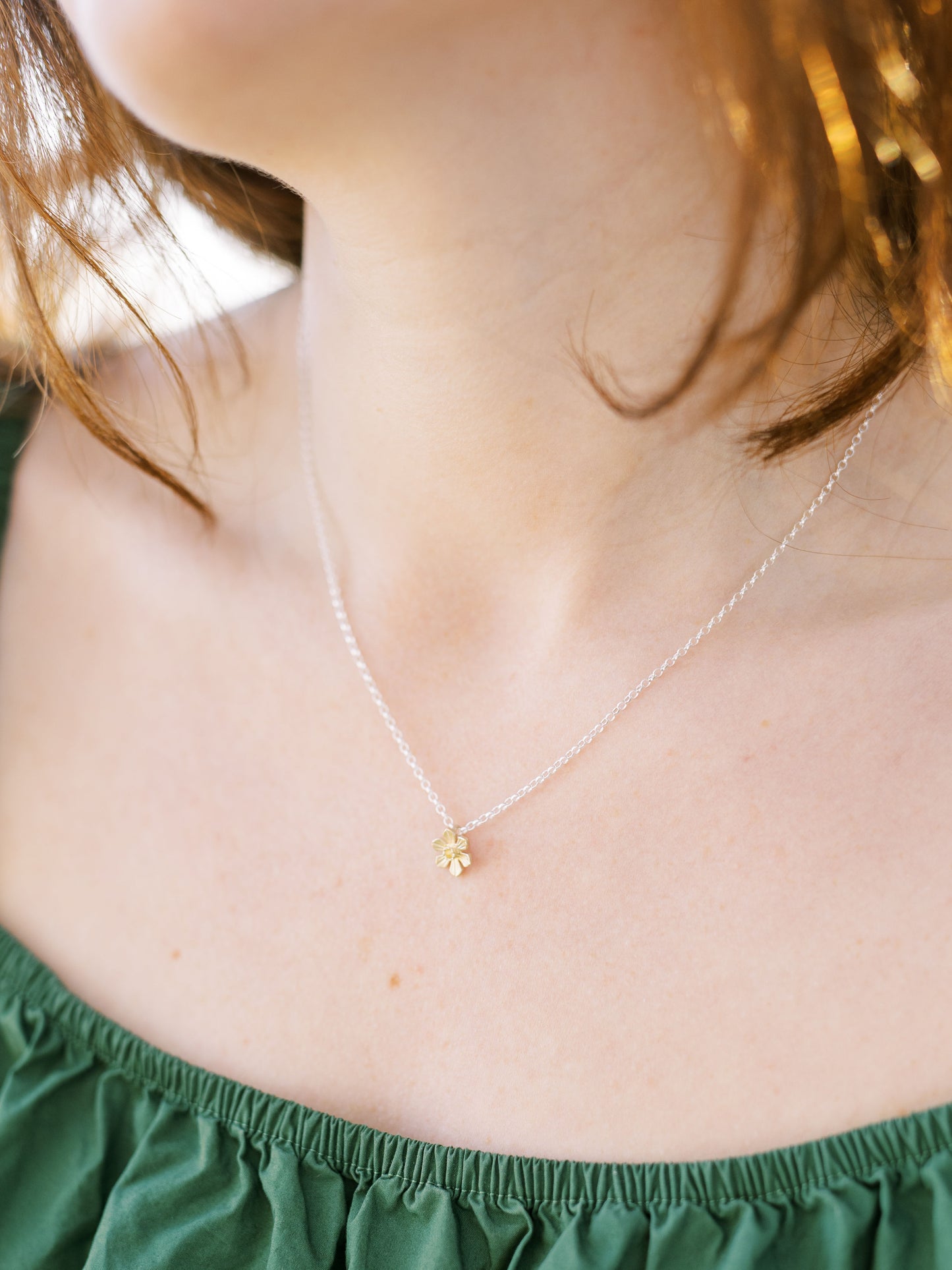 Daffodil Pendant - Small - Silver & Gold
