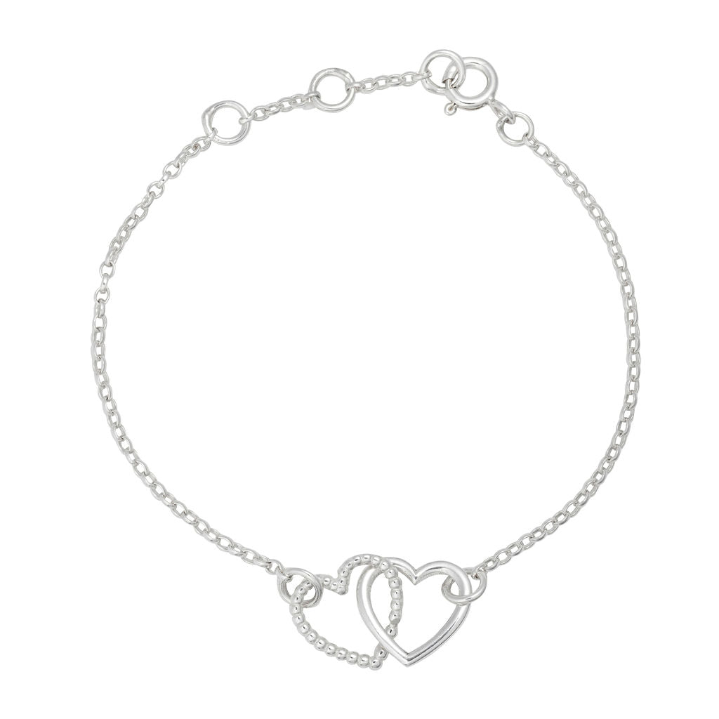 Cariad Interlinking Hearts Bracelet - Silver