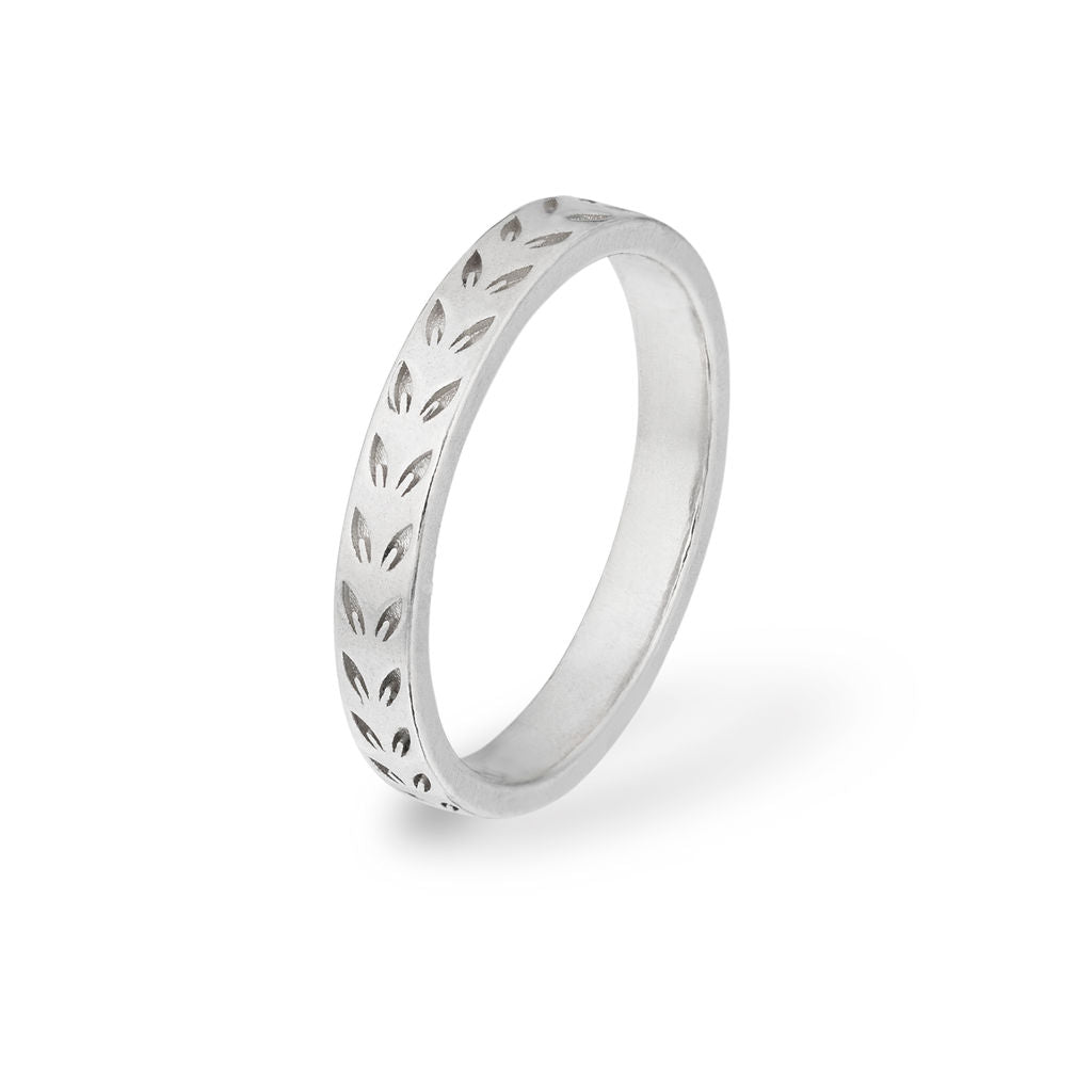 Lôn Goed - Leaf Pattern - Ring – Silver - Slim