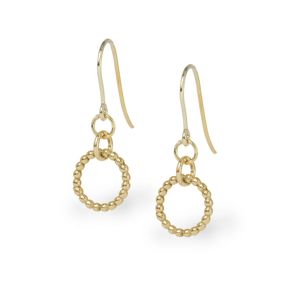 Hoop - Hook Earrings - Gold - Large Single Beaded Hoop