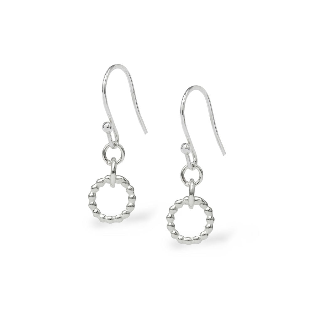 Hoop Earrings Silver Small Single Beaded Hoop - Main Image