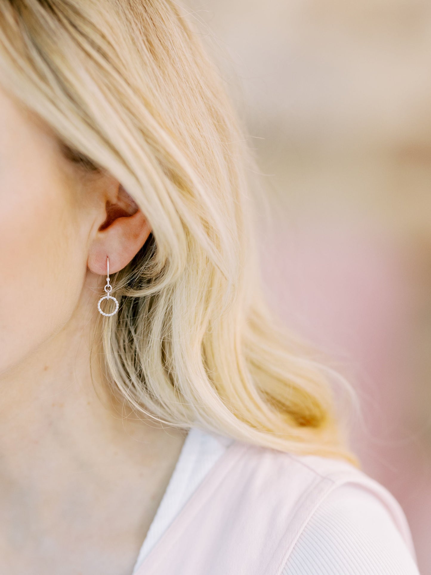 Hoop - Hook Earrings - Silver - Large - Single Beaded Hoop