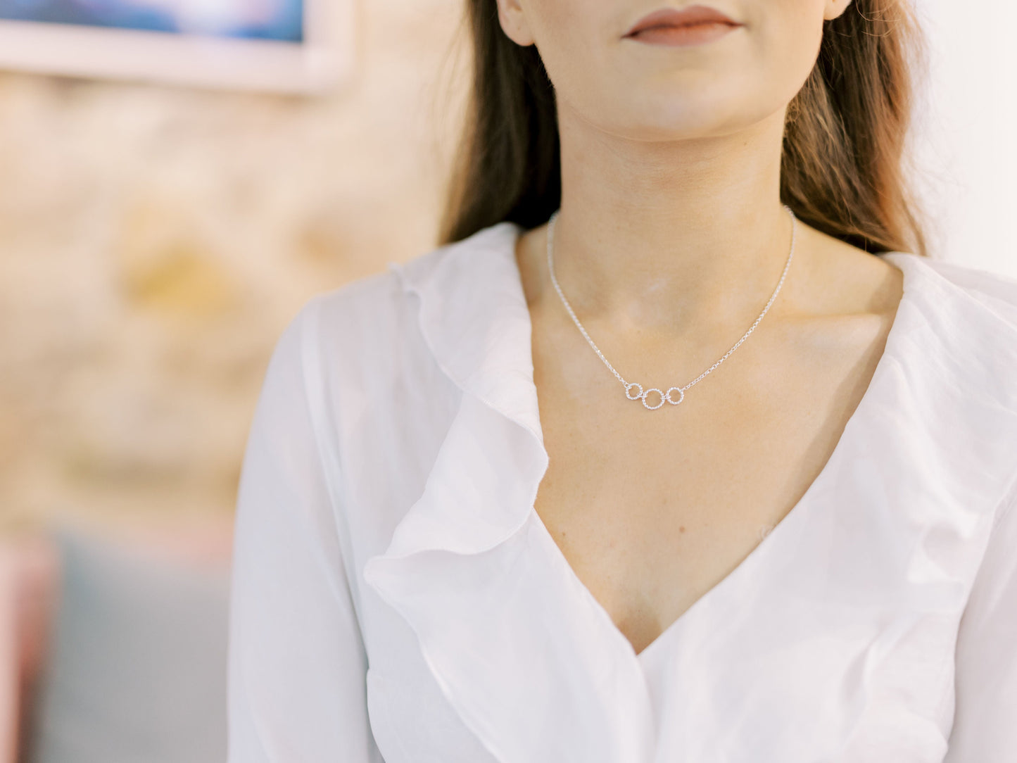 Cadwyn Hŵp Triphlyg Bach - Arian