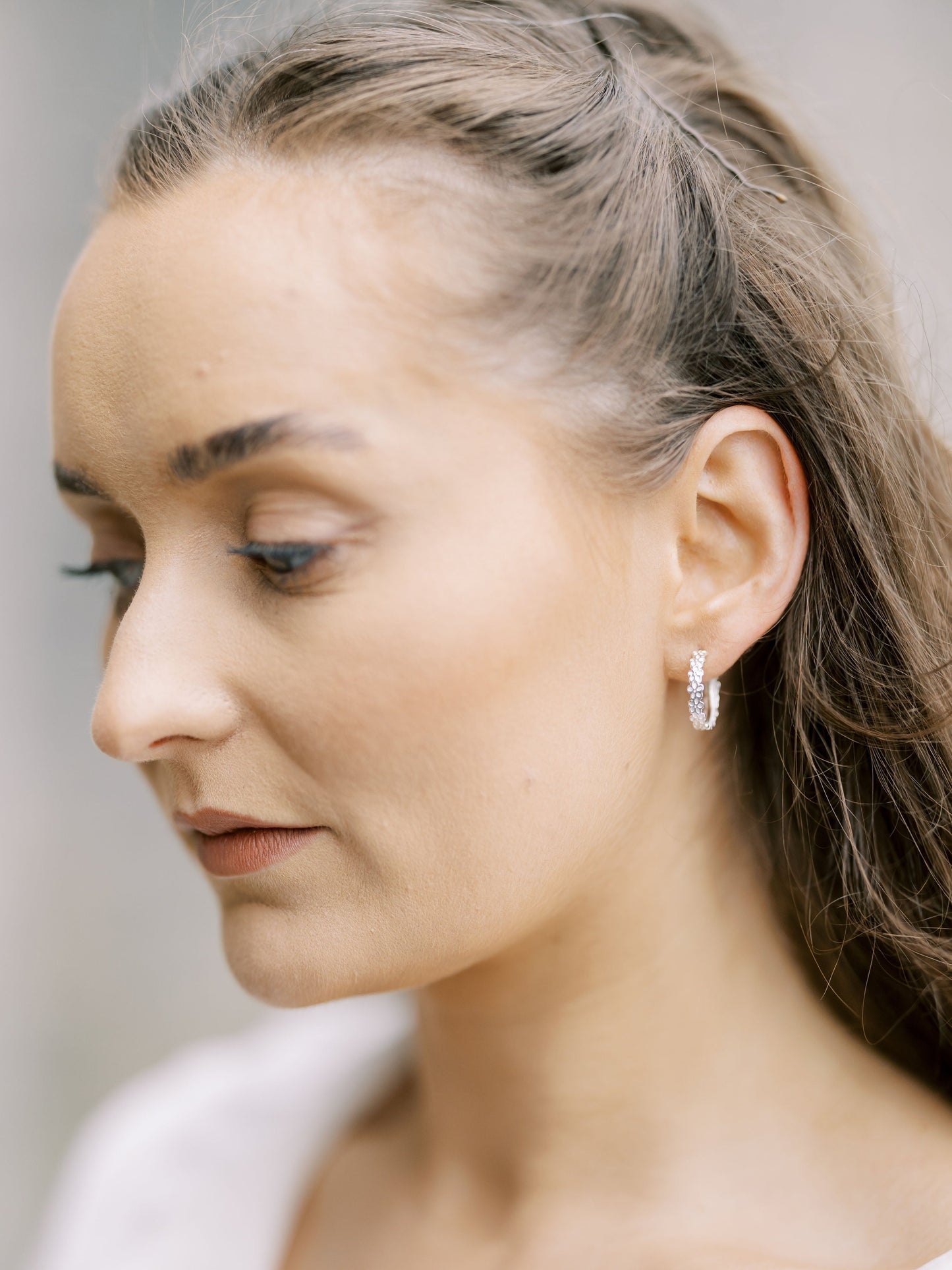 Blossom - Stud Earrings - Thin Hoops