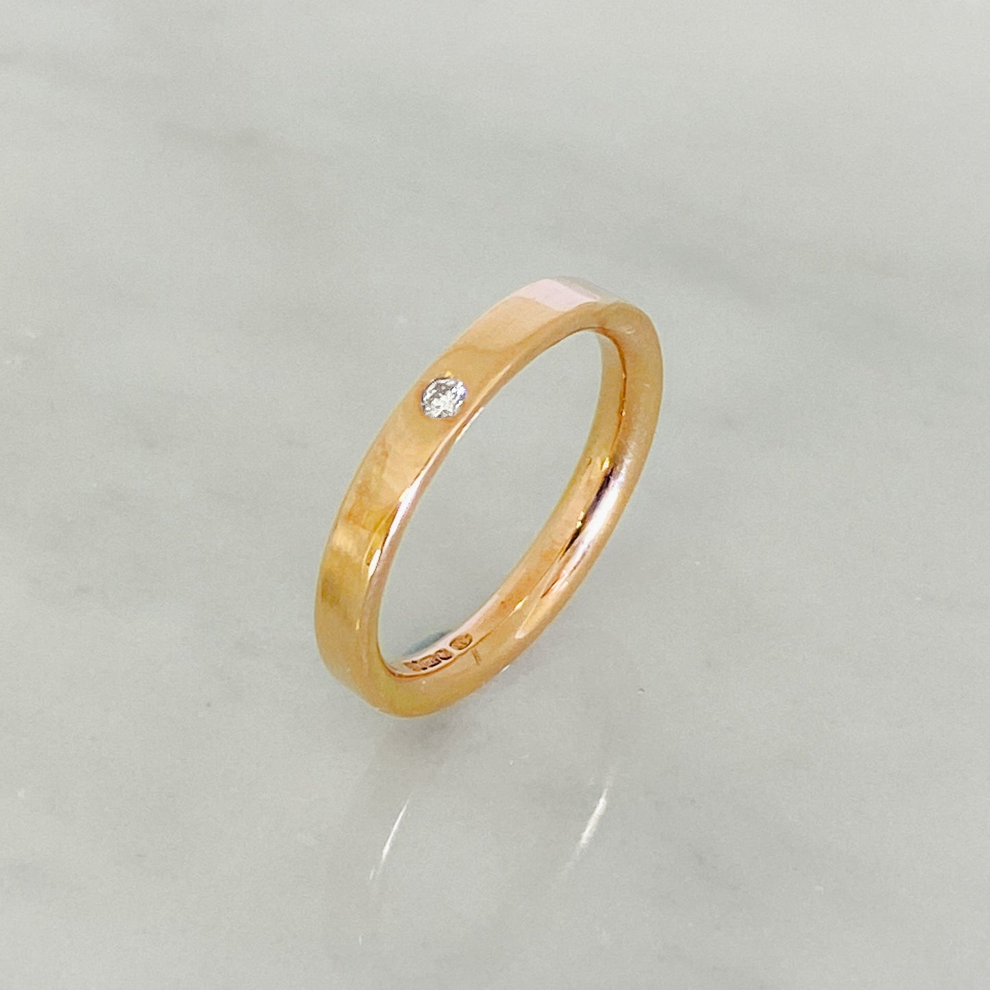 Modrwy Priodas Clasurol Rose Gold a Diamond