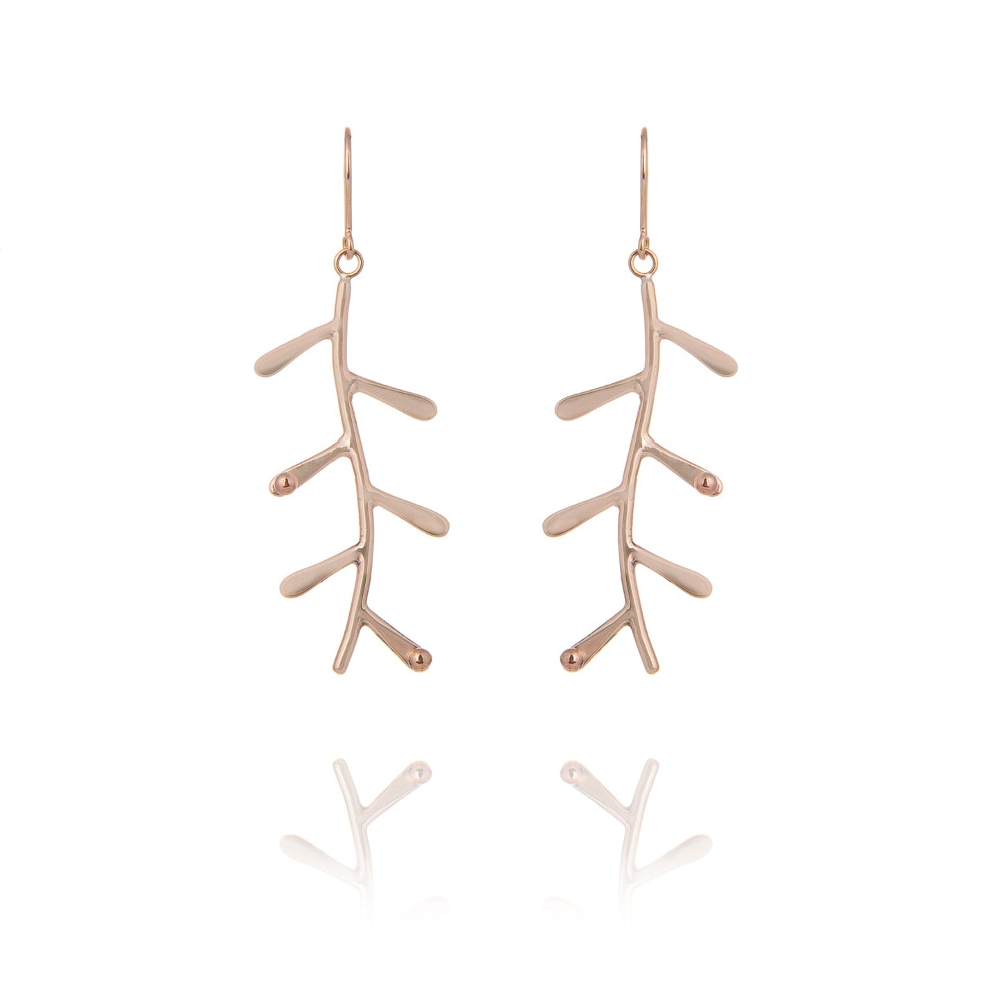 Gold Long Fern Earrings