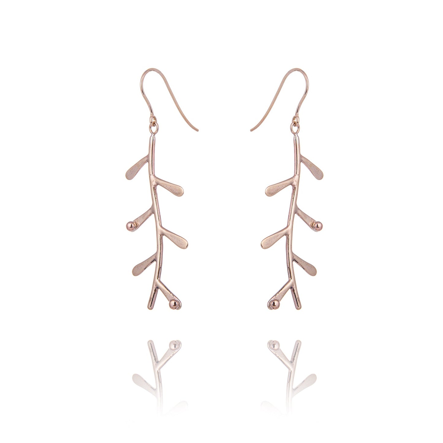 Gold Long Fern Earrings