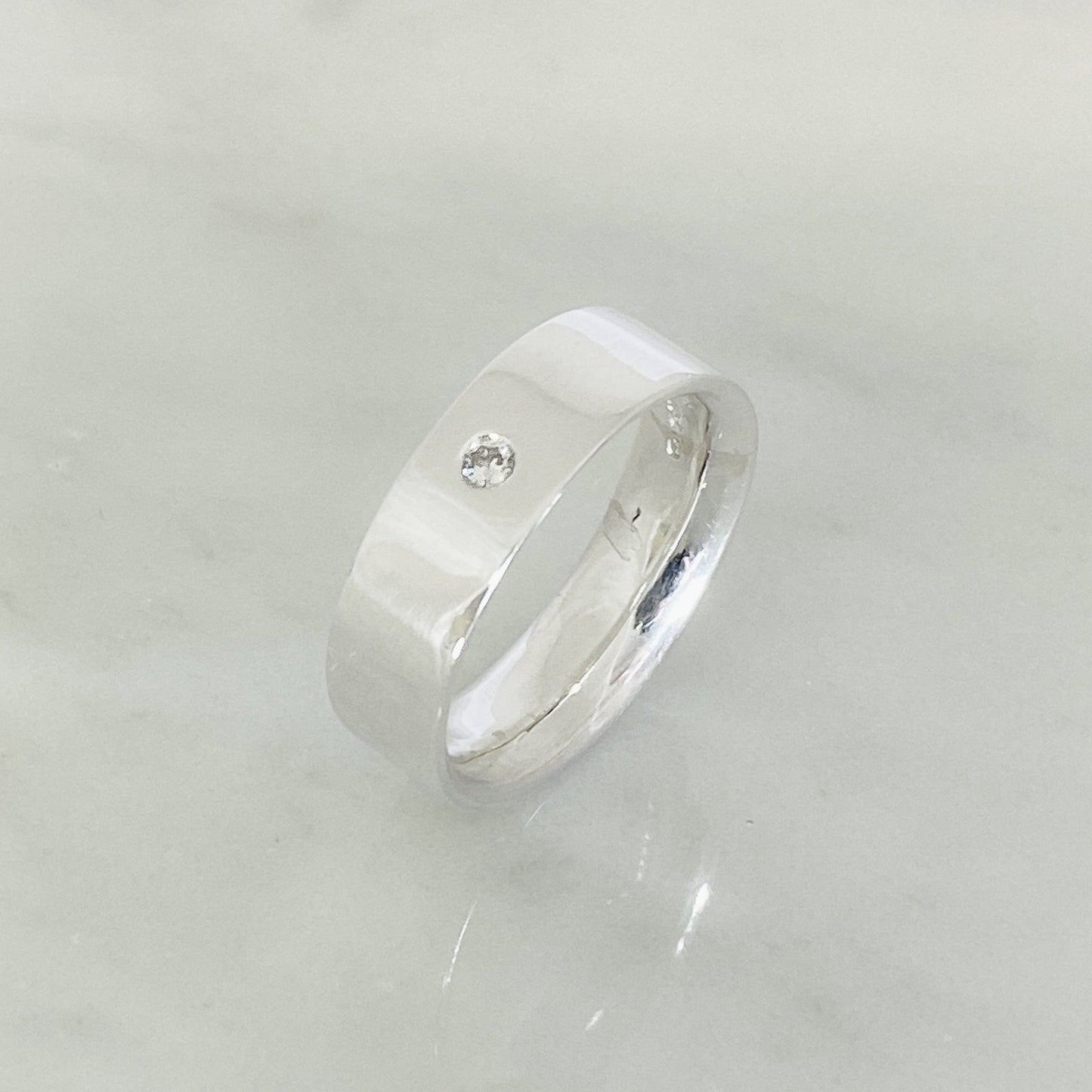 Silver and Diamond Classic Wedding Ring