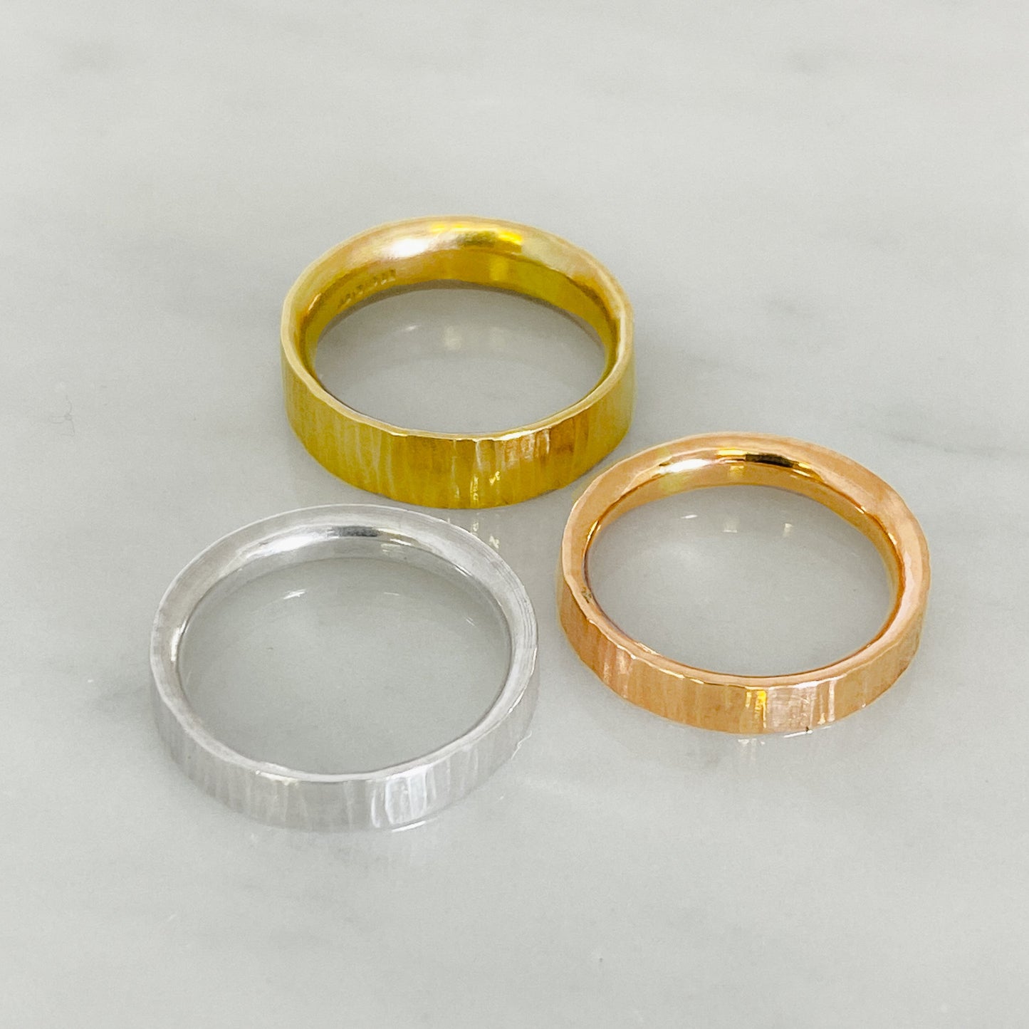 Rose Gold Striped Wedding Ring