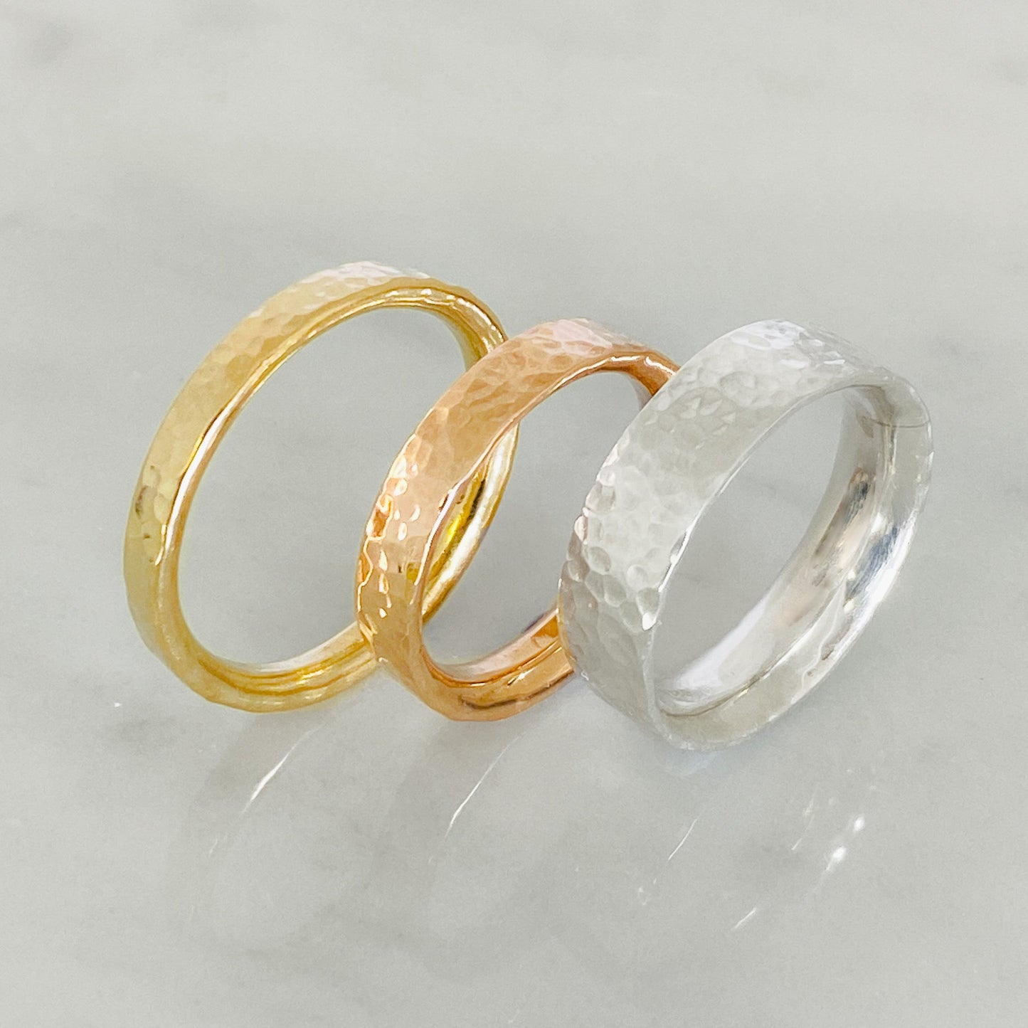 Silver Dimpled Wedding Ring