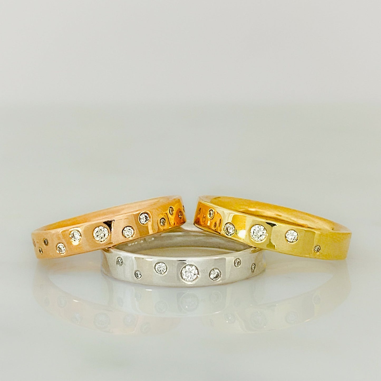 White Gold Serendipity Diamond Scatter Ring (4mm wide)
