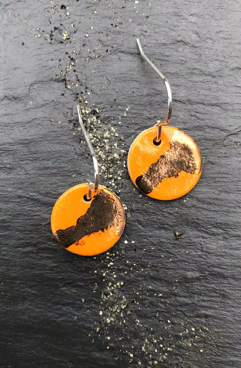 Disc Earring with Platinum or Copper Detailing