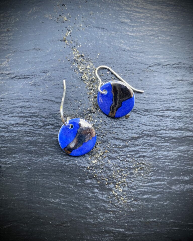 Disc Earring with Platinum or Copper Detailing