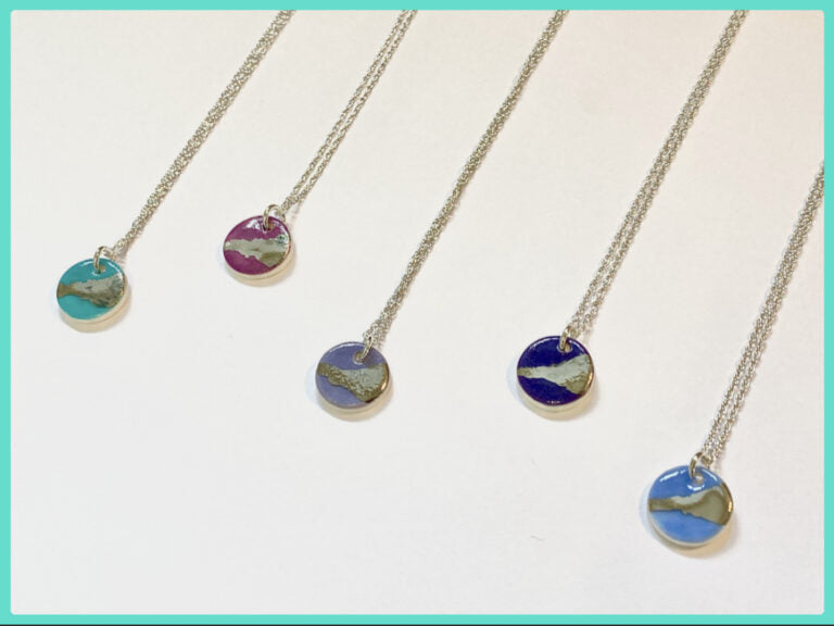 Dainty Disc Necklace with Platinum or Copper Detailing