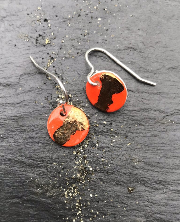 Disc Earring with Platinum or Copper Detailing