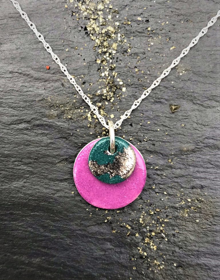 Dainty Double Disc Necklace with Platinum