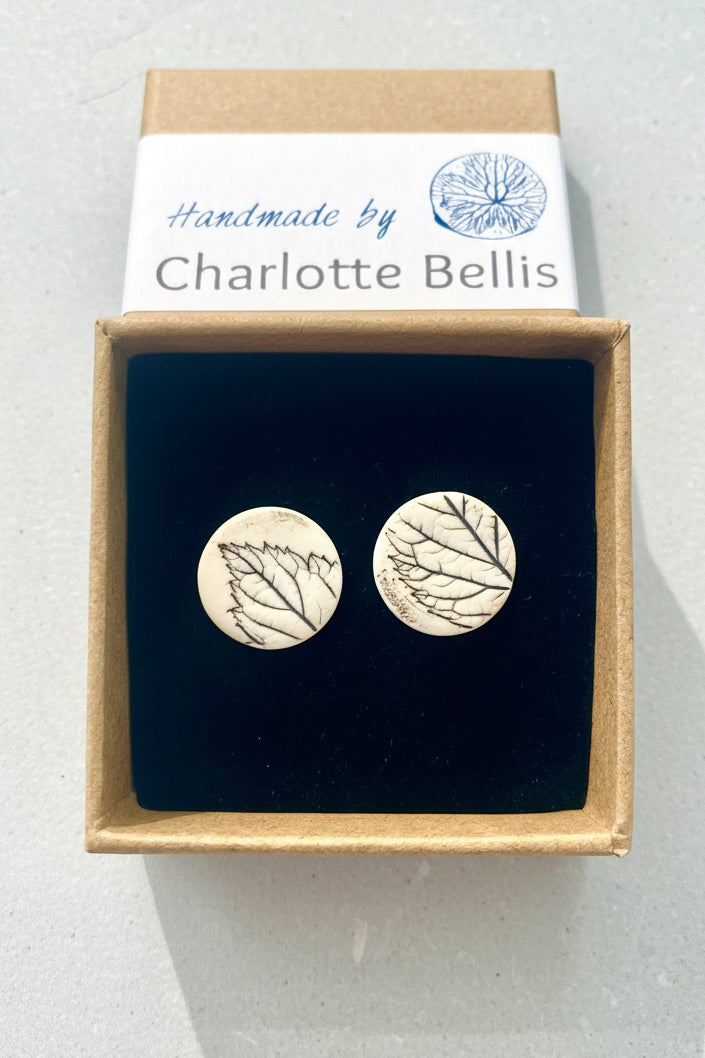 Leaf Print Stud Earrings