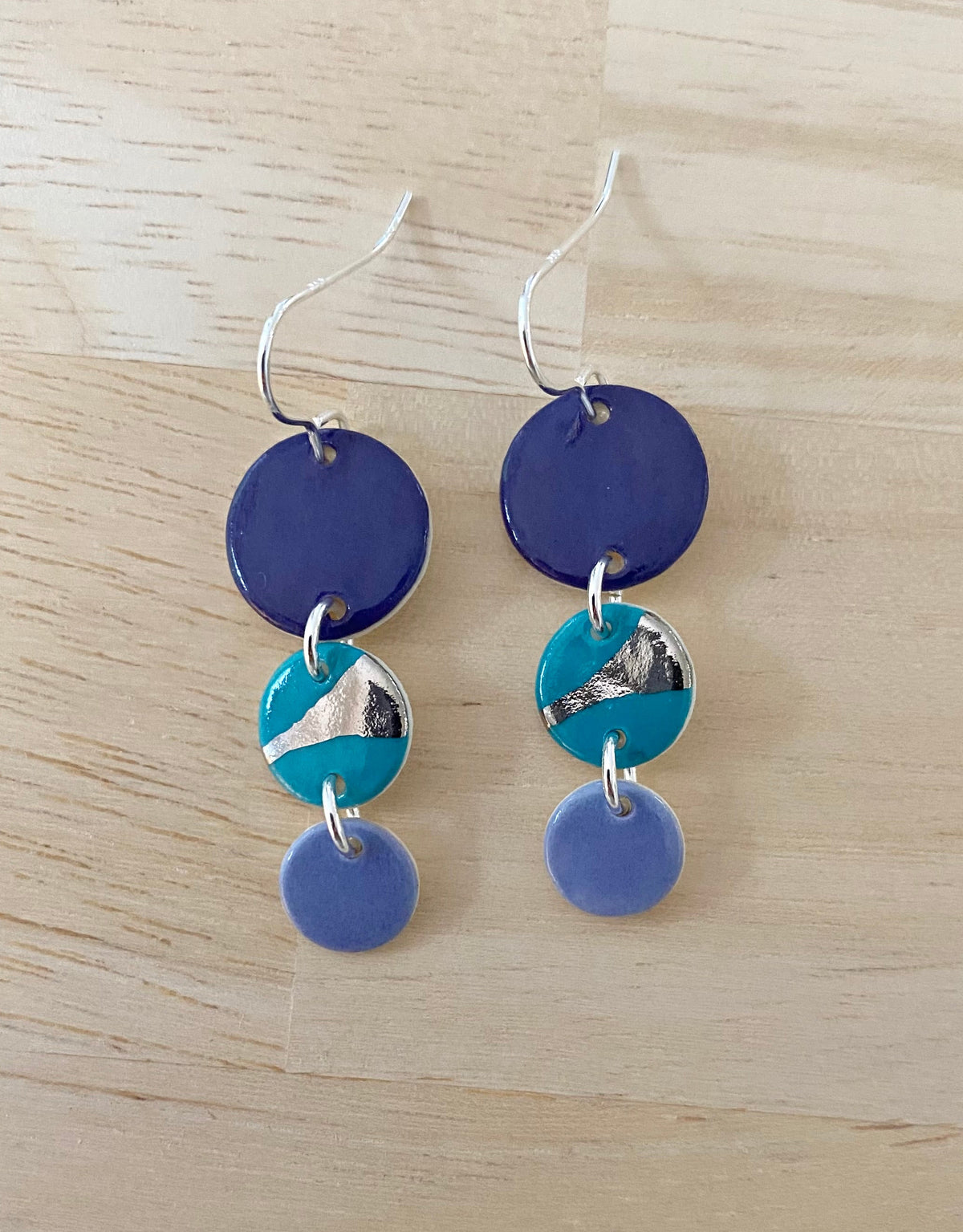 Disc Earrings with Platinum Detailing