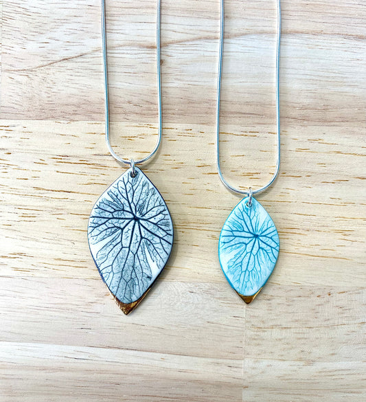 Leaf Print Necklace with 24ct Gold Detailing
