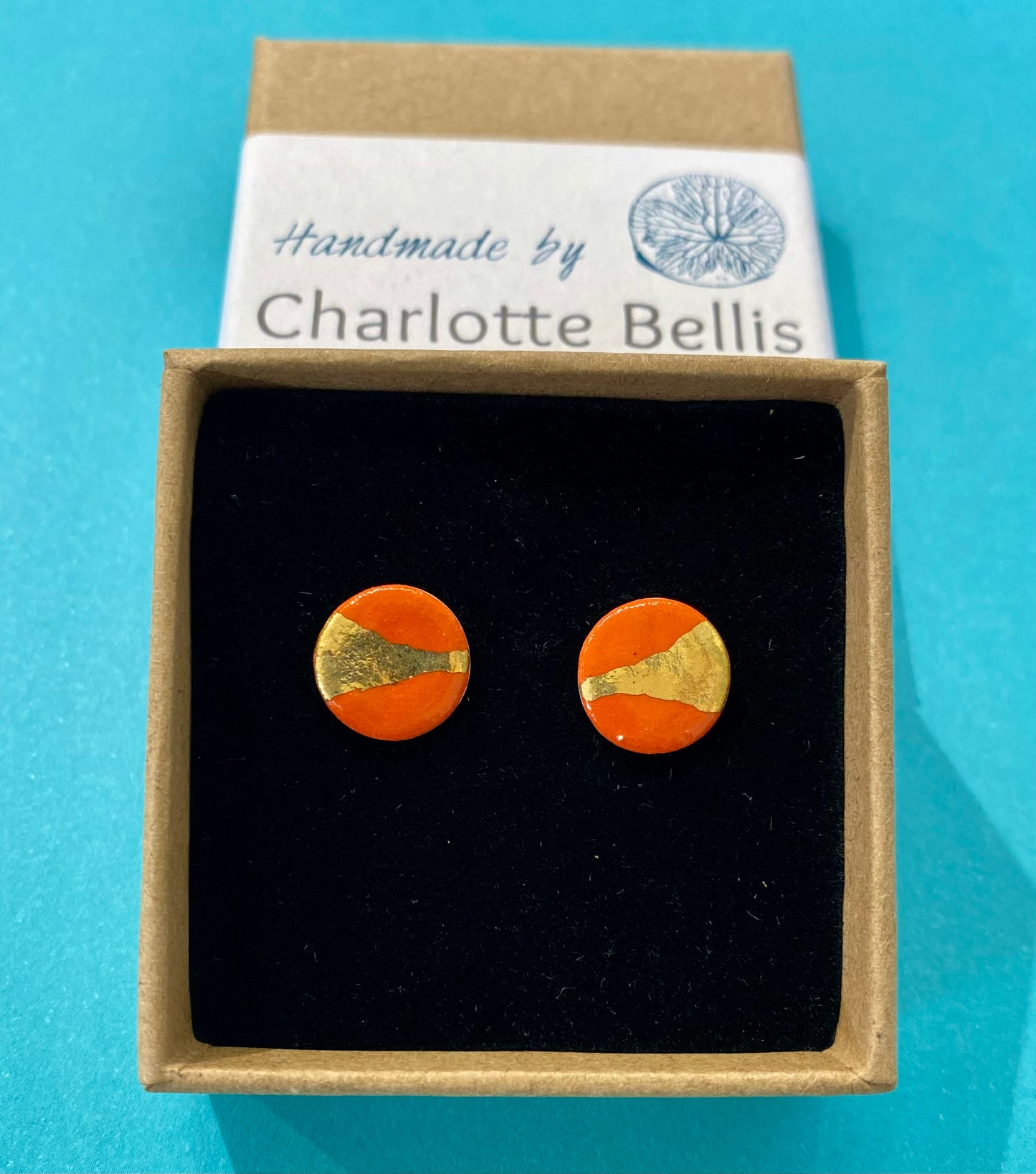 Stud Earrings with 24ct Gold Detailing