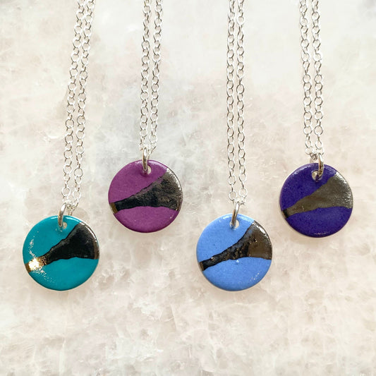 Disc Necklace with Platinum Detailing