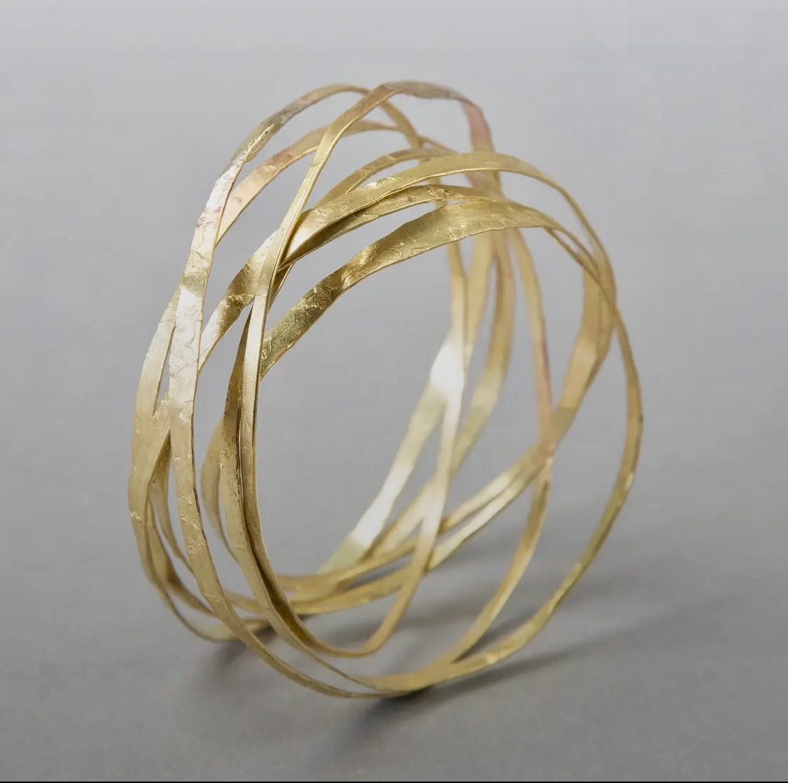 ‘Amrwd' Wrapped Brass Bangle - Fine