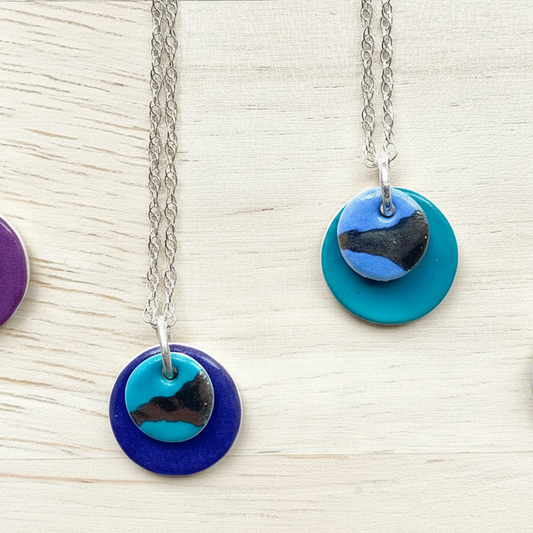 Double Disc Dainty Necklace with Platinum Detailing