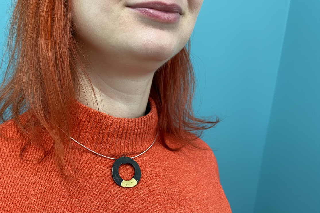Iron Hammered Hoop Pendant
