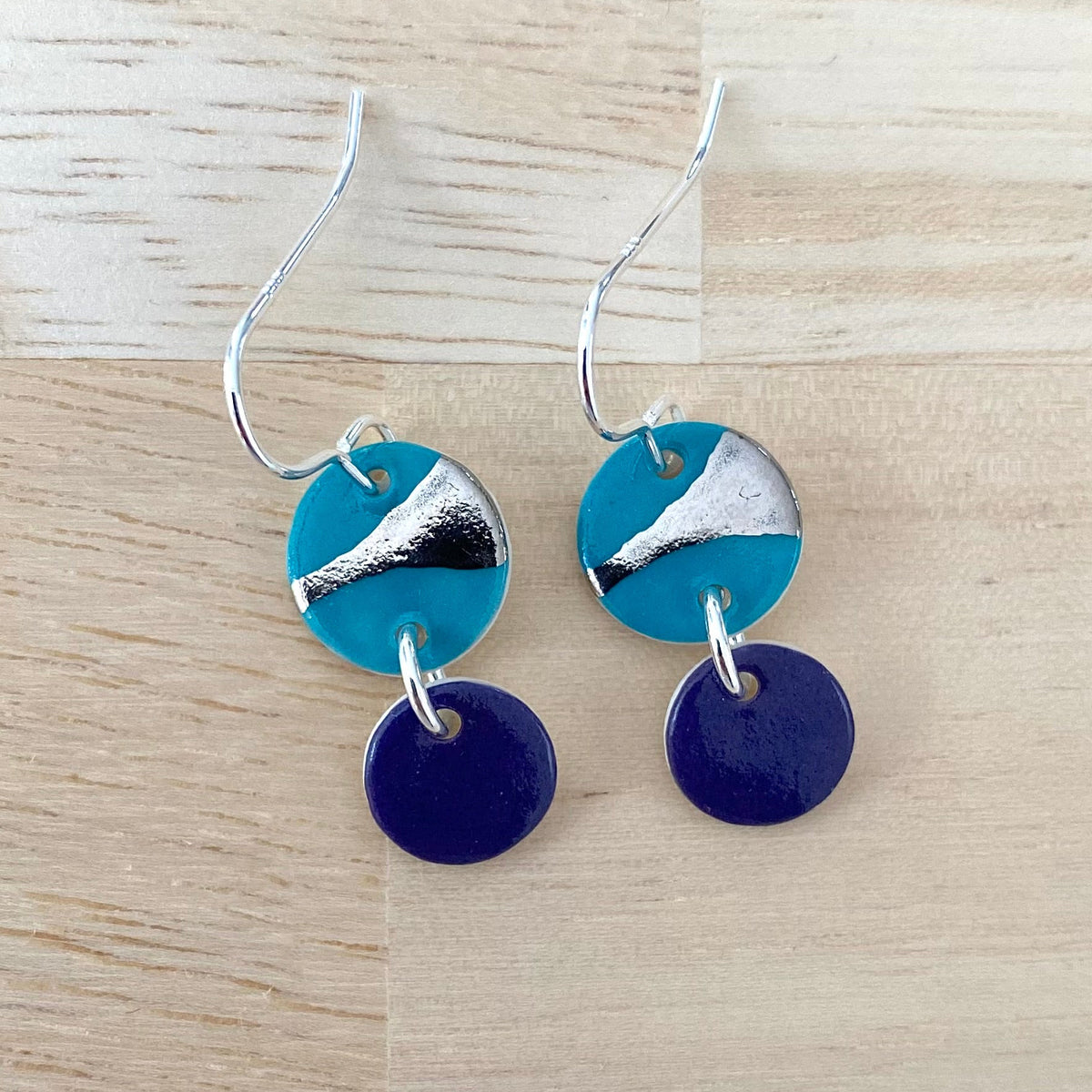 Disc Earrings with Platinum Detailing