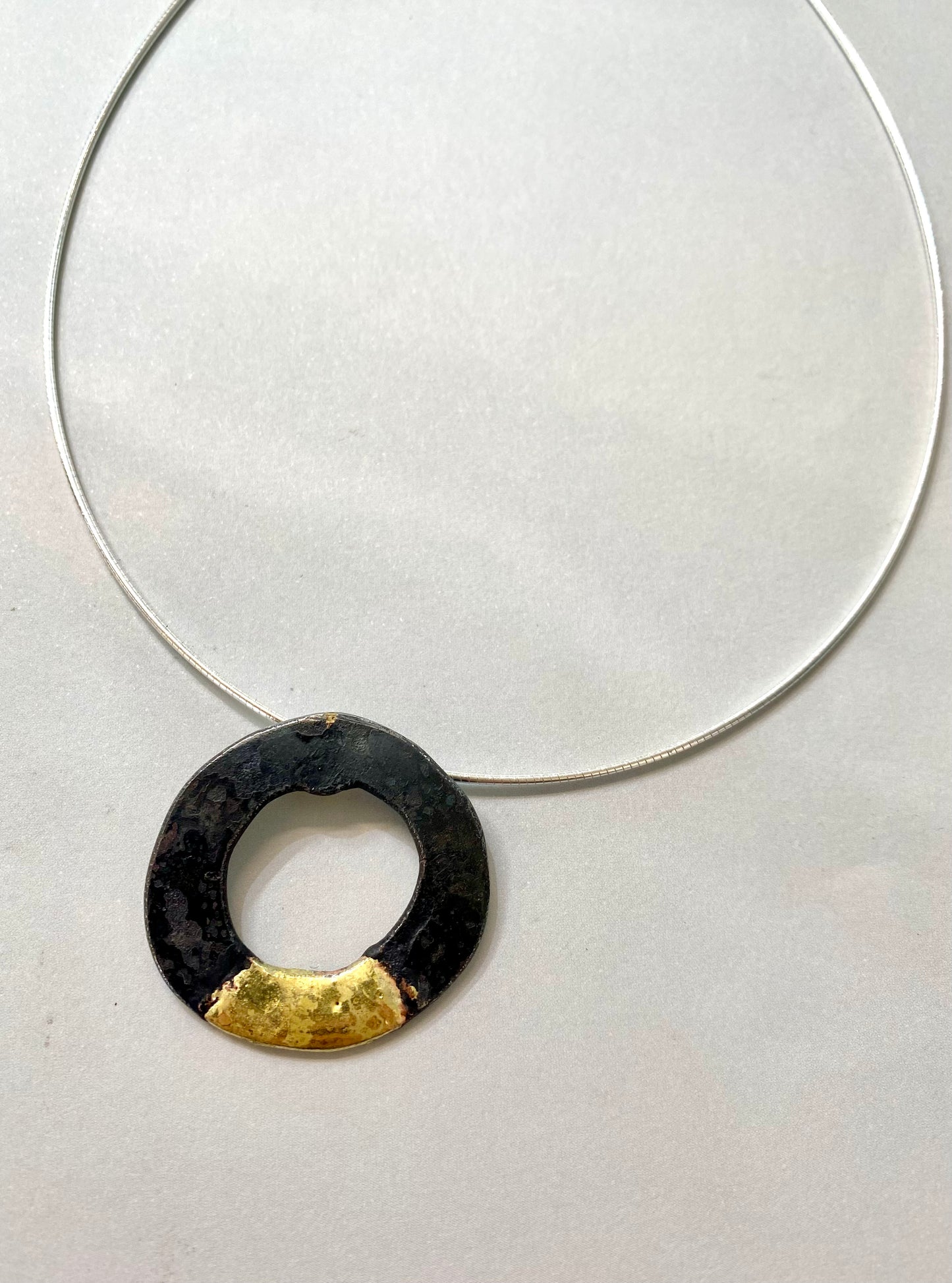 Iron Hammered Hoop Pendant