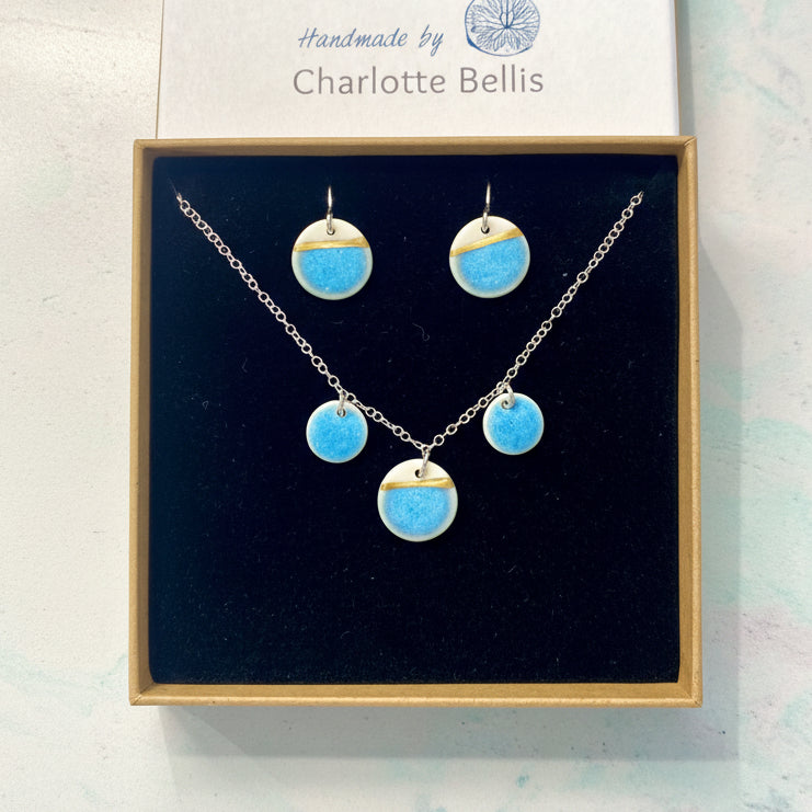 Sea Breeze Disc Necklace with 24ct Gold Detailing