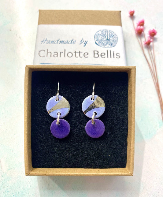 Disc Earrings with Platinum Detailing
