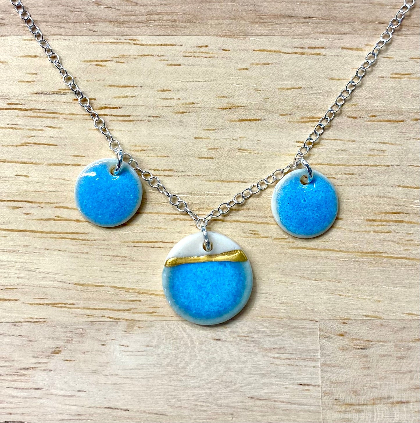 Sea Breeze Disc Necklace with 24ct Gold Detailing