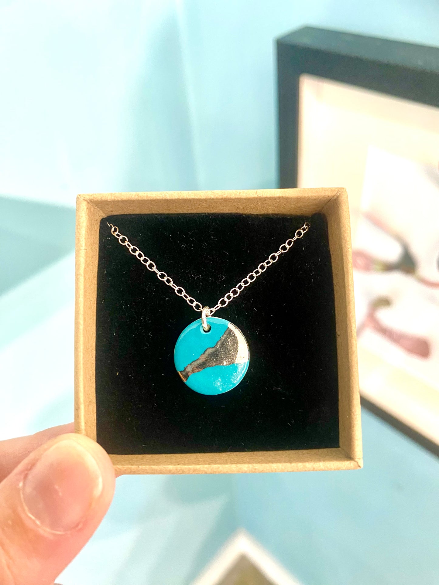 Disc Necklace with Platinum or Copper Detailing